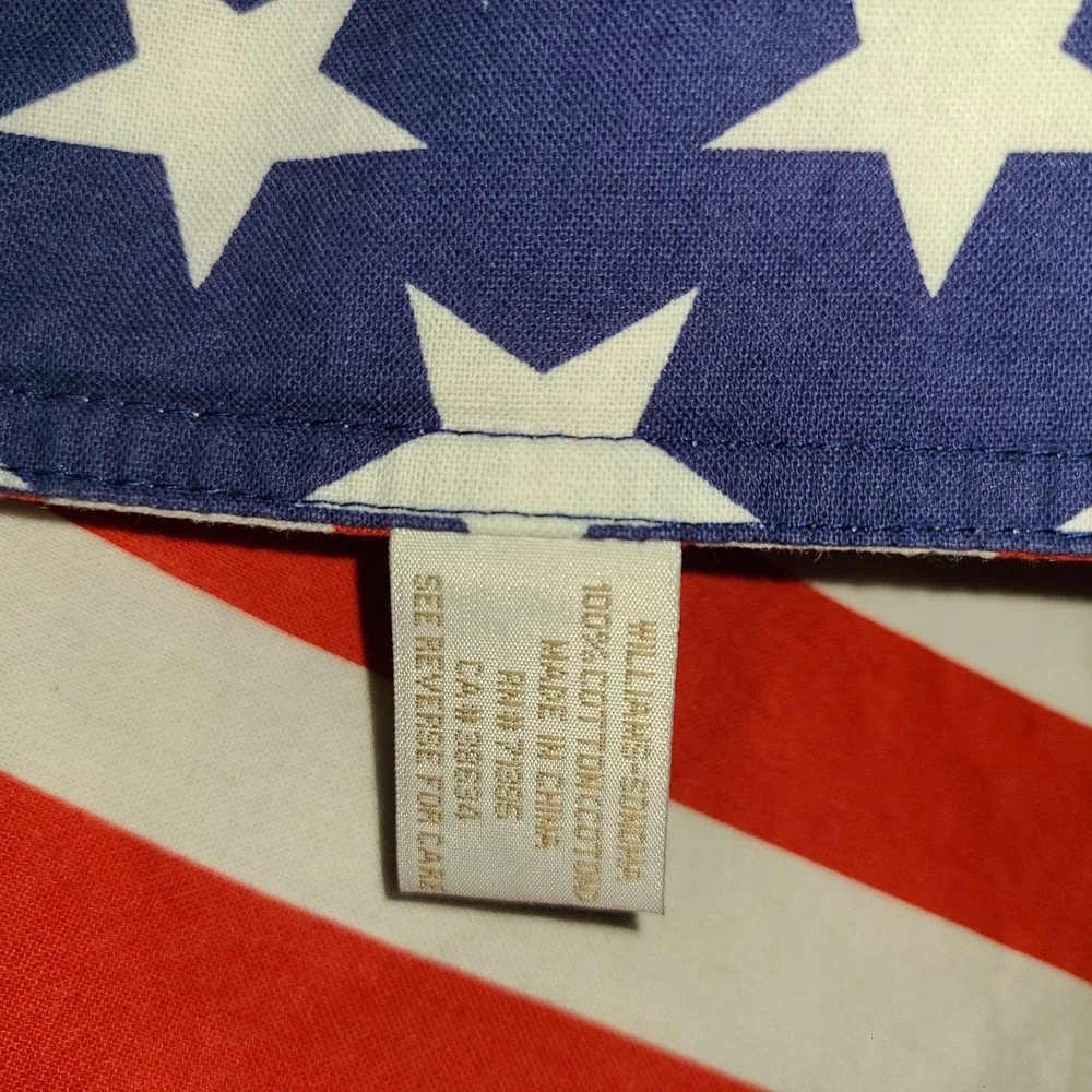 Williams Sonoma Stars & Stripes Reversible Table Runner 15x86 Patriotic American